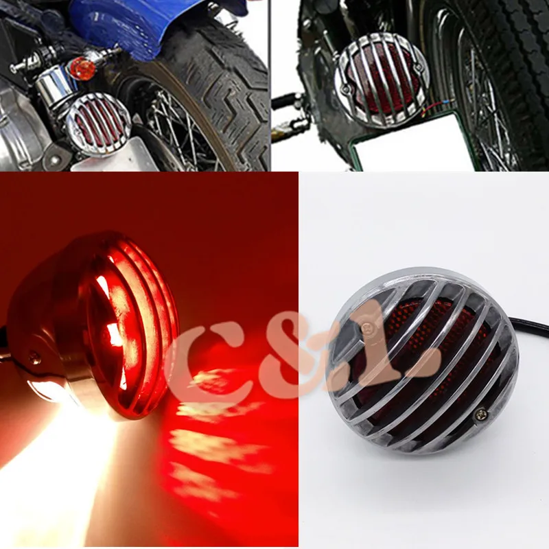 Универсальный хромированный круглый задний стоп сигнал для мотоцикла Harley Bobber