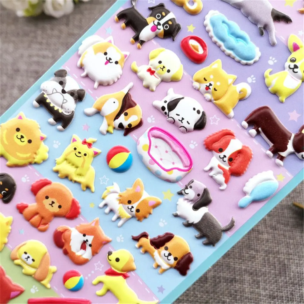 2 листа Kawaii мультфильм наклейки с изображениями собак канцелярские