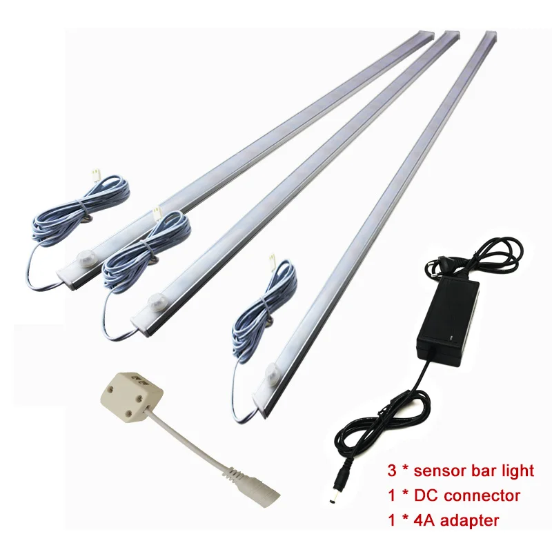 DC12 50 см PIR датчик движения светодиодный светильник для шкафа Ночной Настенный светильник алюминиевый для шкафа шкаф для лестниц коридора с адаптером питания