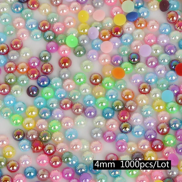 4mm 1000pcs Mixed 50-1000 шт. Мульти Размеры AB Цвета полукруглый Flatback Пластик ABS имитация жемчуг для шитья одежды DIY craft украшения - Цвет: 4mm 1000pcs Mixed