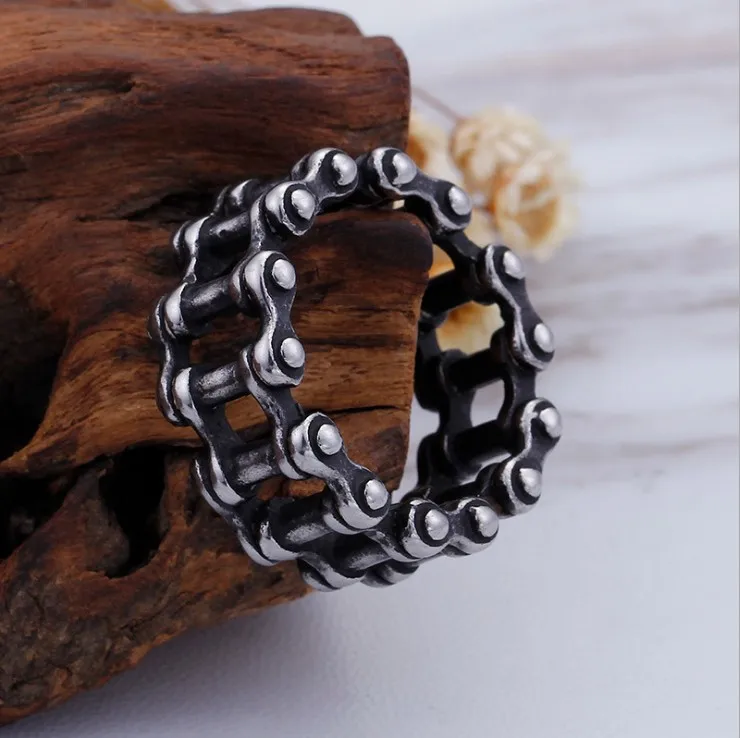 Мужская Толстая велосипедная цепь в стиле панк рок Винтажное кольцо для