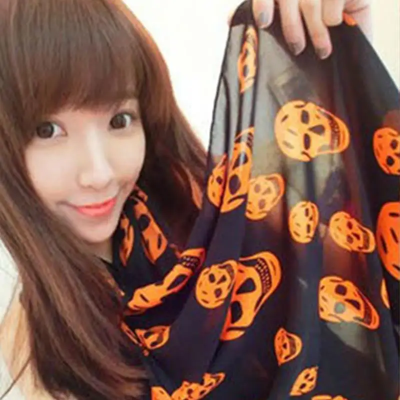 Новые Моды для Женщин Череп Шарфы Шали Бренд Шифон Дамы Уникальные Девушки