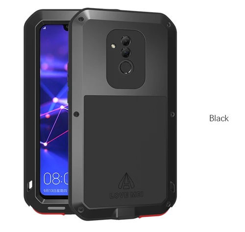 LOVEMEI мощный металлический водонепроницаемый чехол для huawei mate 20 lite mate 20 lt алюминиевая грязевая Противоударная крышка с пленкой Gorilla glass - Цвет: Черный