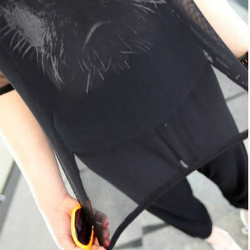

Women Blouse Sexy BlackThrough Mesh Short Sleeve Cool Oversize Cover Tops Blouse