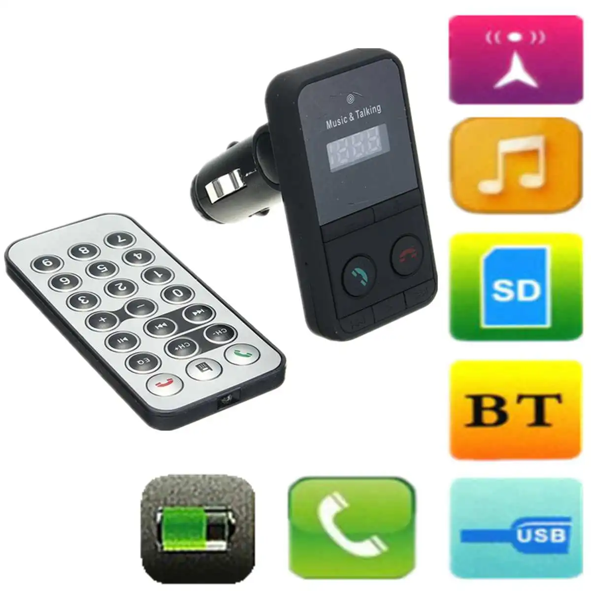 KROAK bluetooth автомобильный комплект MP3 плеер микрофон fm-передатчик радио модулятор SD USB мини ЖК-пульт дистанционного управления