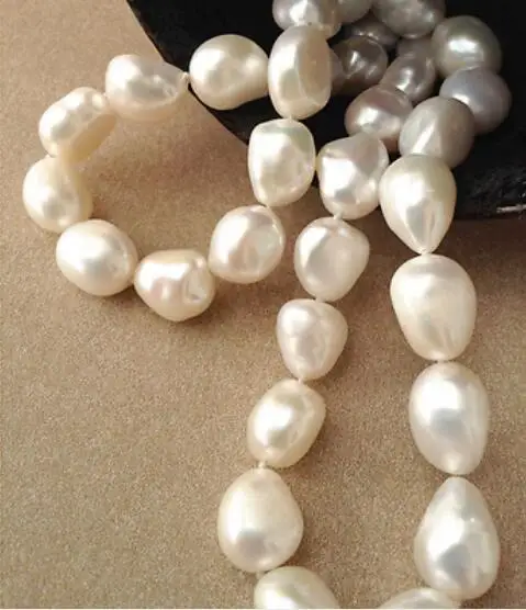 gorgeous 11-12 mm baroque white pearl necklace 18inch 36&quot | Украшения и аксессуары