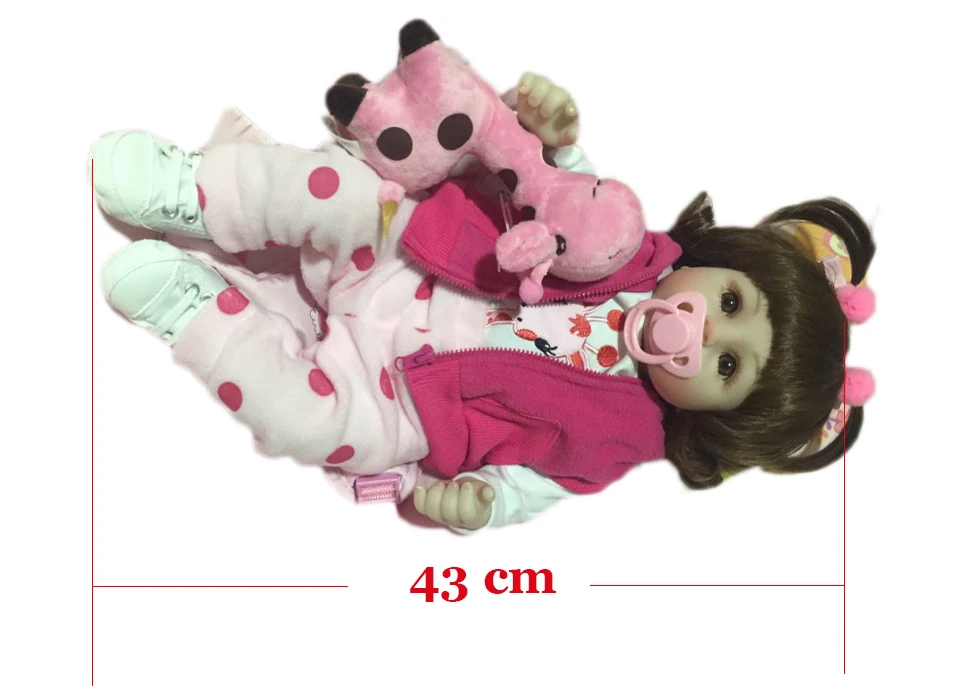 KEIUMI 18 ''новорожденный силиконовый Menina Reborn Baby Doll Милый Панда мультфильм Bebê день детей подарки с 3 шт. заколки для волос