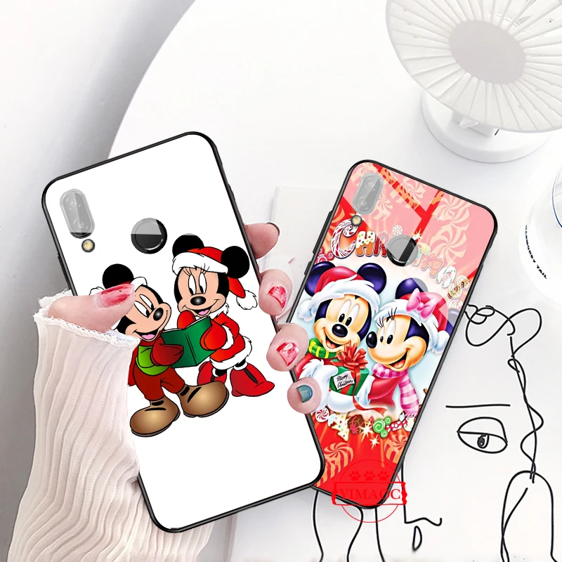 YIMAOC новогодний стеклянный чехол с Микки Минни для Huawei P10 Lite P20 Pro P30 P Smart honor 7A 8X9 10 Y6