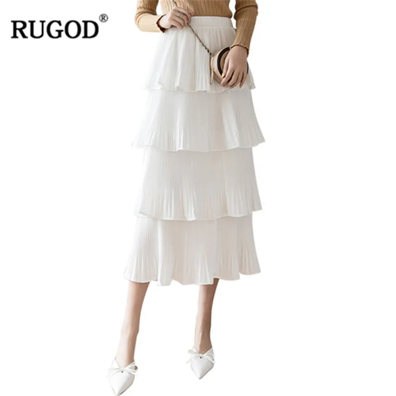 Женская винтажная длинная юбка RUGOD однотонная бальная макси с оборками и