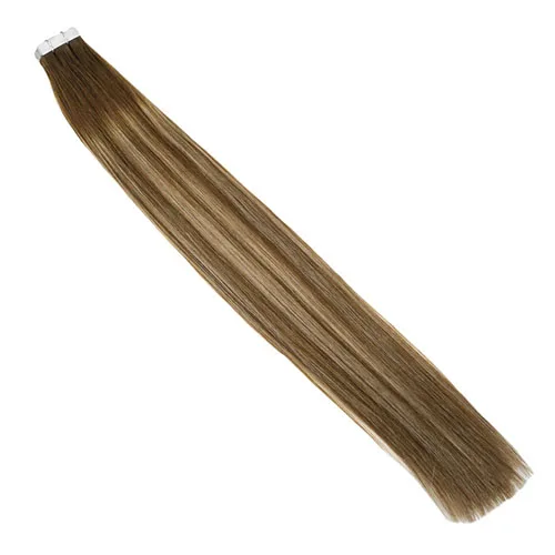 Moresoo Balayage, накладные волосы на ленте, Remy, человеческие волосы, невидимые, на ленте, уток кожи, прямые, 14-24 дюйма, 2,5 г/шт., бразильские волосы - Цвет: 4-27-4