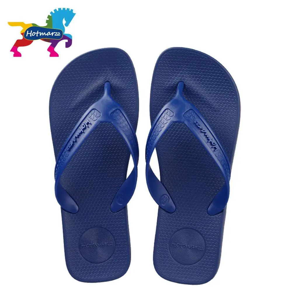Dark Blue Hotmarzz Мужчины Главная Обувь Comfy Вьетнамки лето пляж тапочки сандалии Мужской Классический Широкий ремень Нескользящие Повседневный флип-флоп - Цвет: Dark Blue