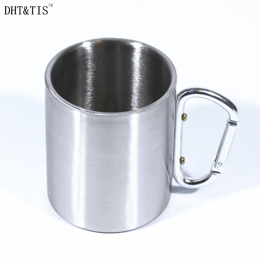 

DHT&TIS 10OZ(300ml)304 Stainless Steel Mountaineering Buckle Cups With Juice Beer Glass Portion Cups Outdoor Drinking Mug