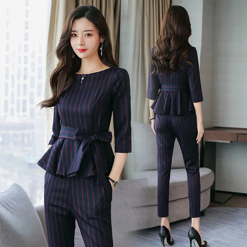 Женские офисные костюм комплект Для женщин Костюмы Брюки комплекты 2 шт. костюмы