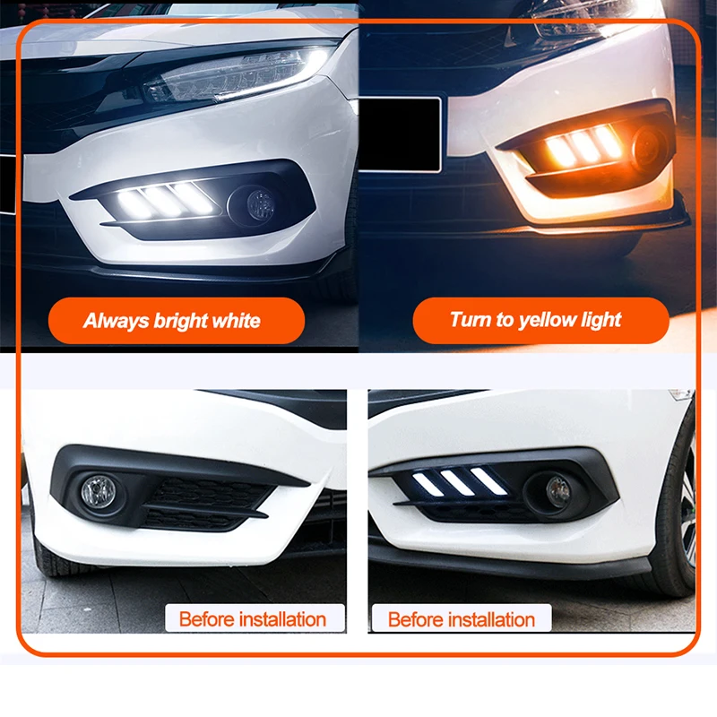 Hlxg светодиодный Автомобильный свет дневного света для Honda Civic 10th 2016 2019 белый