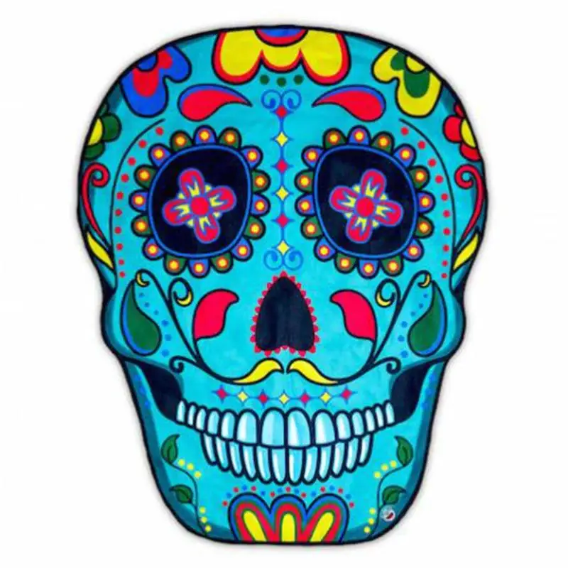 Skull 11 Полиэфирное пляжное полотенце гобелен гамбургер фруктовый принт коврик для пикника пляжное одеяло для дома настенное художественное украшение - Цвет: Skull 11