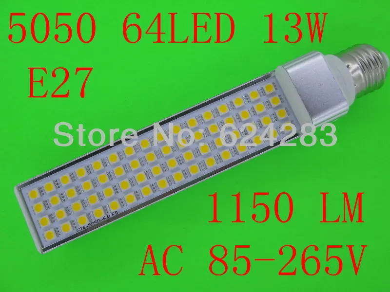 

LED Bulb 13W 5050 SMD 64 LED E27 G23 G24 G24-4Pins Corn Light Lamp Cool White/Warm White AC 85V-265V Side lighting