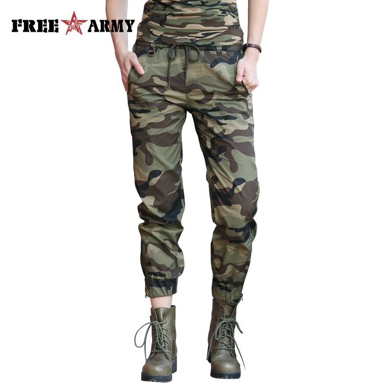 Freearmy Camo, летние женские штаны, длина по щиколотку, повседневные штаны, женские джоггеры, камуфляжные брюки с эластичной талией, женские спортивные штаны