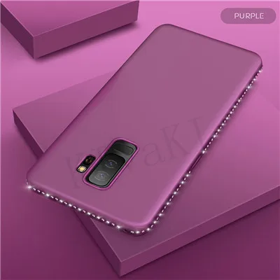 Фиолетовый Алмазный Мягкий силиконовый чехол Обложка для samsung Galaxy S8 S9 плюс S7 край A3 A5 A7 J3 J5 J7 A6 A8 плюс J4 J6 чехол s - Цвет: Фиолетовый