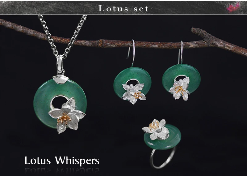 Lotus Fun реальные 925 серебро натуральный зеленый камень творческий ручной работы Fine Jewelry лотоса шепчет кольцо для женщин brincos