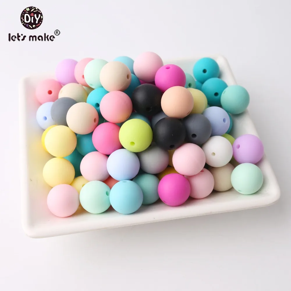 Let's make Baby Teether 12mm 50pc Perle Silicone Round Bead BPA Free Strengthening Tooth Training Teething Toys | Мать и ребенок