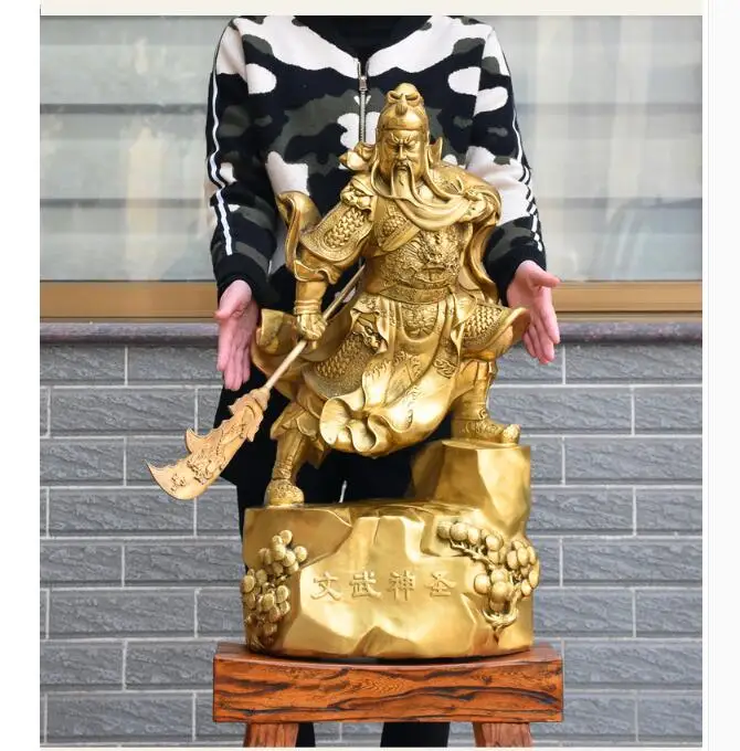 73CM large Huge-HOME SHOP hall lobby efficacious Talisman Money Drawing god of wealth GOLD Guan gong Guandi brass art sculpture | Дом и сад
