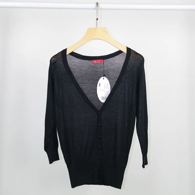 Женский трикотажный кардиган с V образным вырезом и длинным рукавом|knitwear cardigan|brand