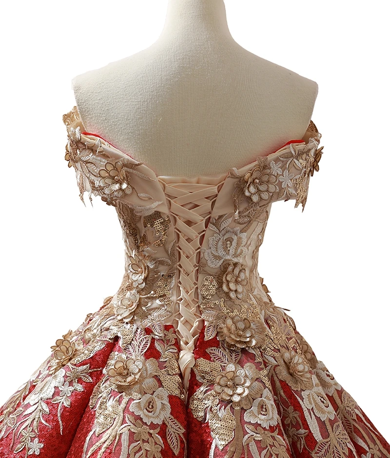 J66704 janceber красное 15 лет Quinceanera платье с открытыми плечами пышные бальные платья