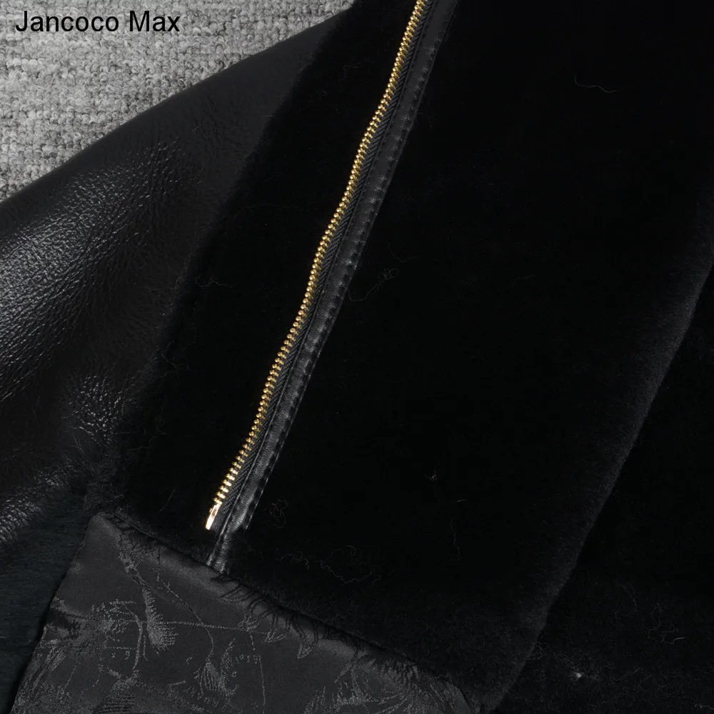 Jancoco Max Новое поступление Женская куртка из натуральной овечьей кожи пальто с воротником из лисьего меха Подкладка из натурального меха модное пальто S7165