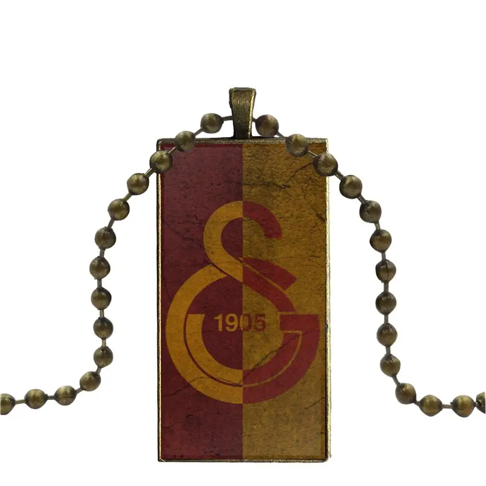 EJ Glaze Galatasaray Logo For Women Christmas Gift Glass Cabochon Pendant Necklace Rectangle Fashion | Украшения и аксессуары
