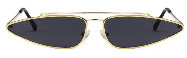 gold gray Женские солнцезащитные очки, новинка, двойная Металлическая оправа, Винтажные Солнцезащитные очки, мужские очки, кошачий глаз, треугольные очки, UV400 - Цвет линз: gold gray