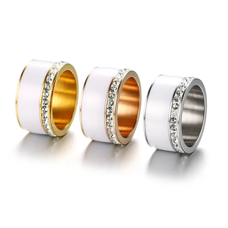 Женское кольцо из нержавеющей стали под розовое золото с фианитами|chunky rings|rings for