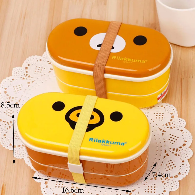 2 слоя мультфильм Rilakkuma ланч бокс для кормления ребенка посуда еда для детей чаша милый мультфильм прочный контейнер для еды столовая посуда CL5536