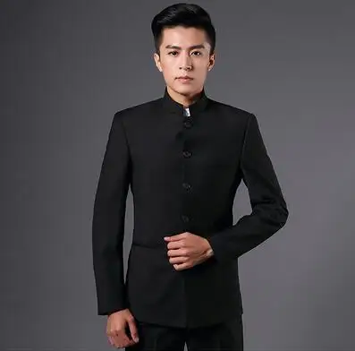 

Single breasted slim blazer men chinese tunic suit jacket male new design tang suits man 1 fashion blazers stand collar black