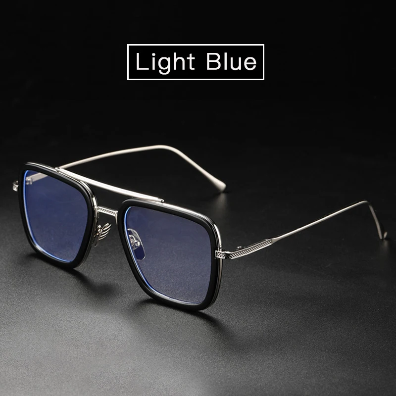 Light Blue Железный человек Тони Старк солнцезащитные очки близорукость Робер Дауни jr Мстители стимпанк анти-синий светильник фотохромные очки Человека-паука Эдит - Цвет линз: Light Blue