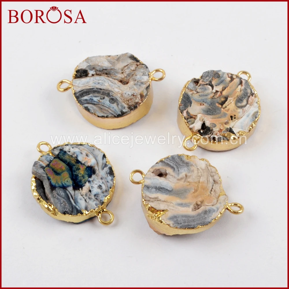 BOROSA 10 шт. круглый Радужный титановый Галактический кварц Друза медный