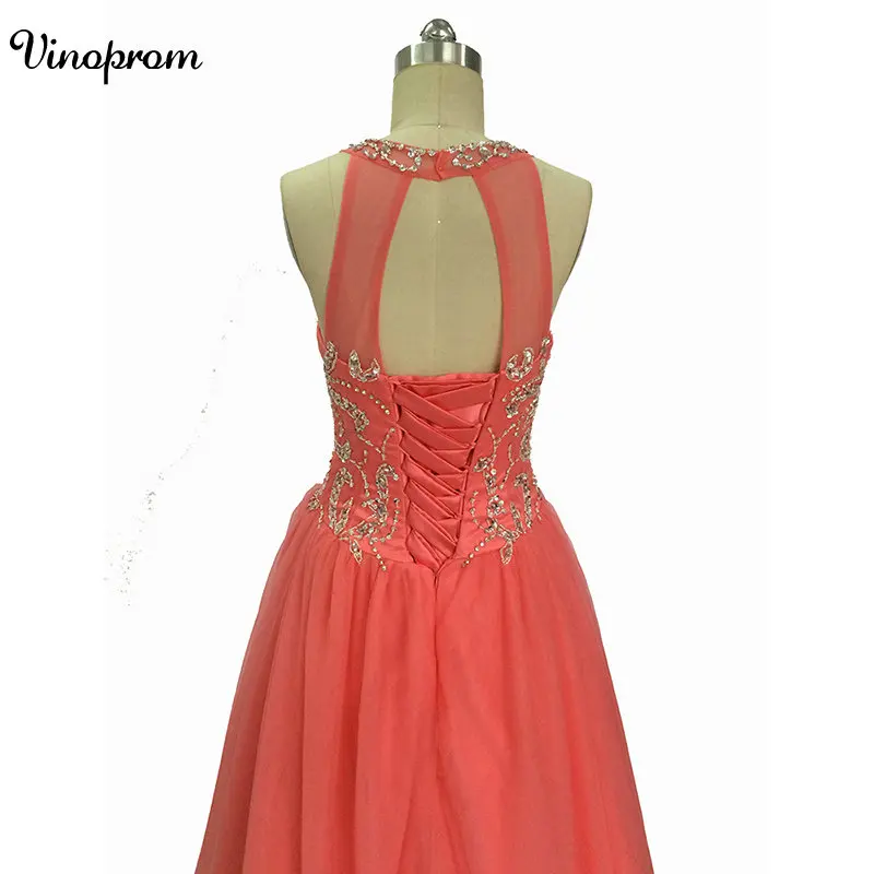 Коралловое кружево с бисером арабские вечерние платья милое ТРАПЕЦИЕВИДНОЕ