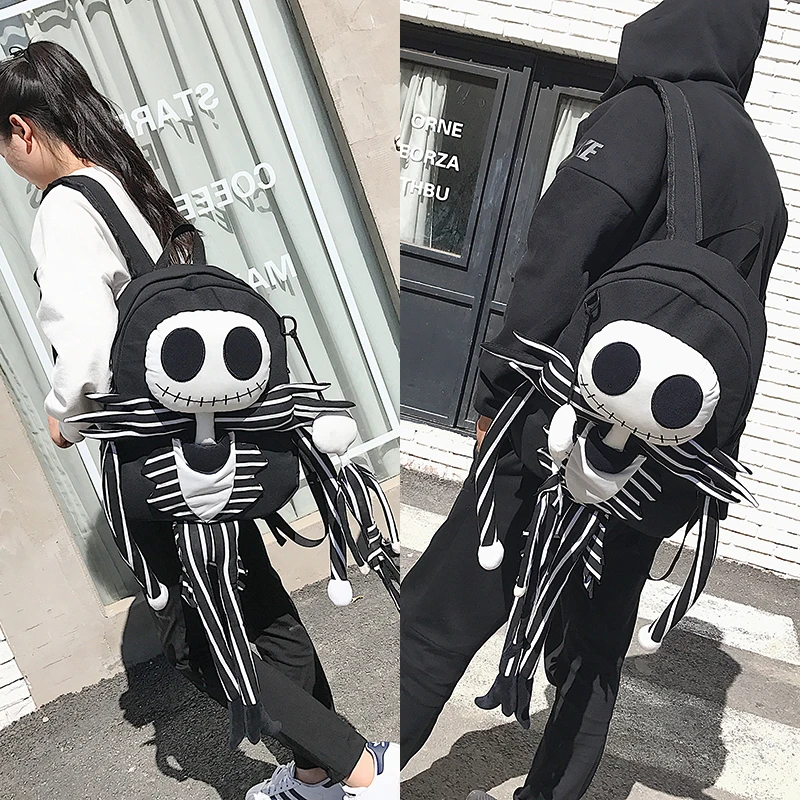 

Dazzling Trend Skull Cartoon Design Canvas Boy and Girl Fashion Travel Backpack Shoulder Bag School Bags For Teenage Girls