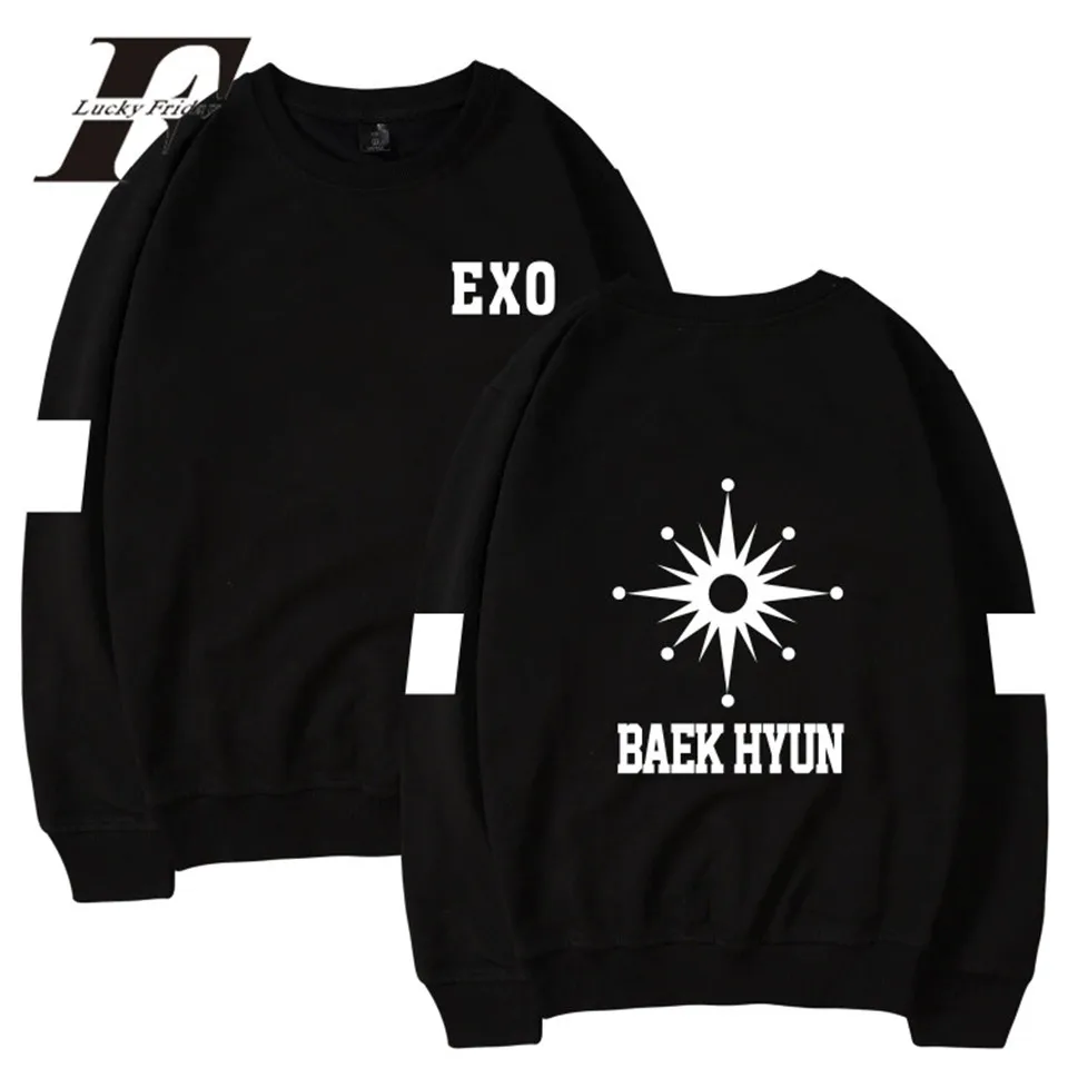Luckyпятница EXO Kpop Logp без капюшона зимние толстовки женские Bangtan корейский стиль