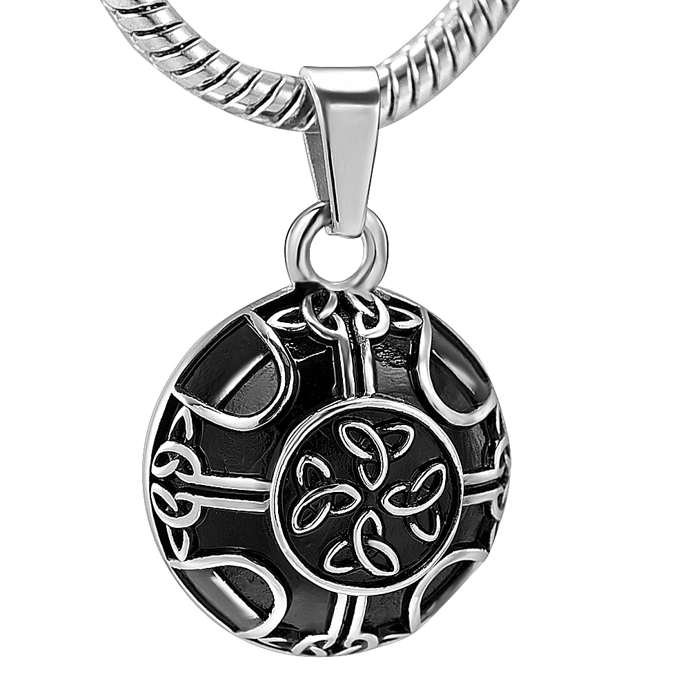 

Black Enamel Cremation Memorial Jewelry Urns Necklace Stainless Steel Round Ashes Holder Keepsake Pendant for Pet/Human