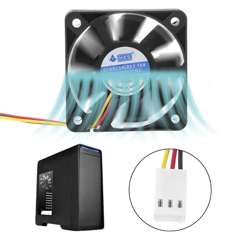 Мини 50 мм x 10 DC 12V 3Pin бесщеточный процессорный кулер 9 лепестковая Вентилятор