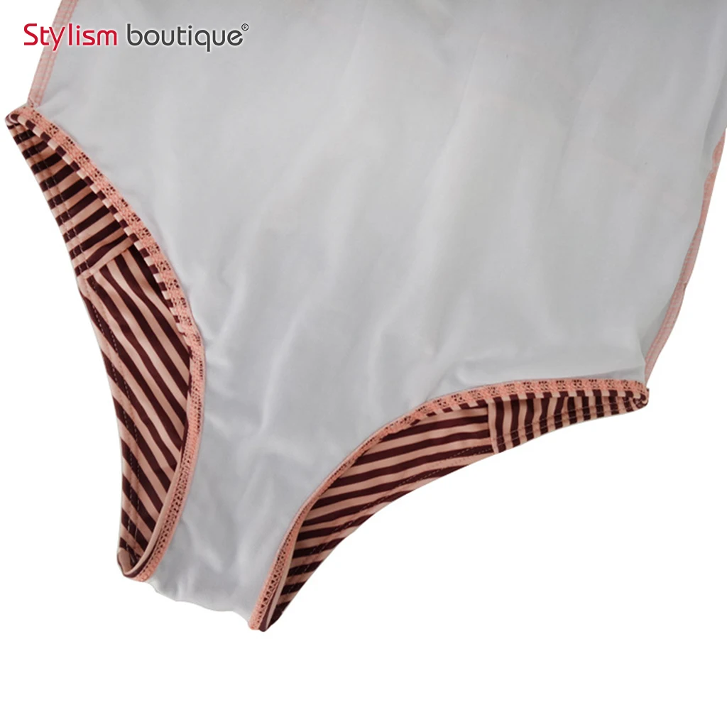 2018 Новый бандажный цельный купальник в красную полоску Женский с лямкой через