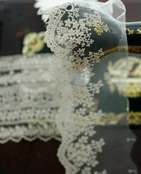 Новая хлопковая Тюлевая кружевная отделка цвета слоновой кости с вышивкой в виде