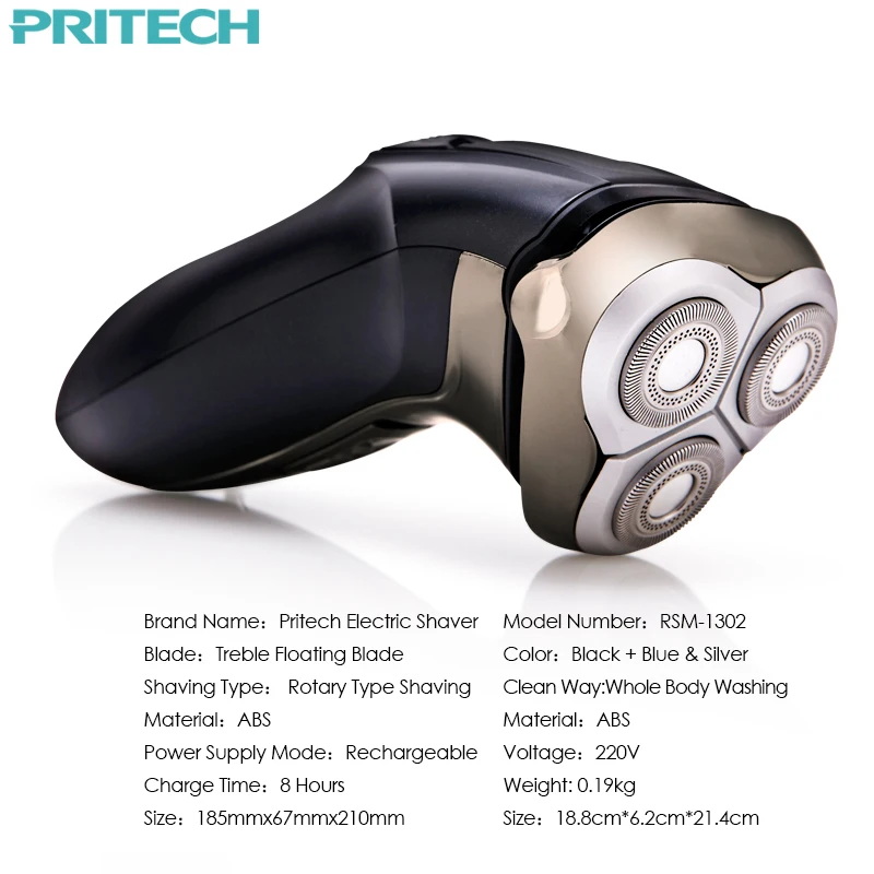 Pritech Новый моющиеся Перезаряжаемые электробритва Triple Blade Электрические бритья