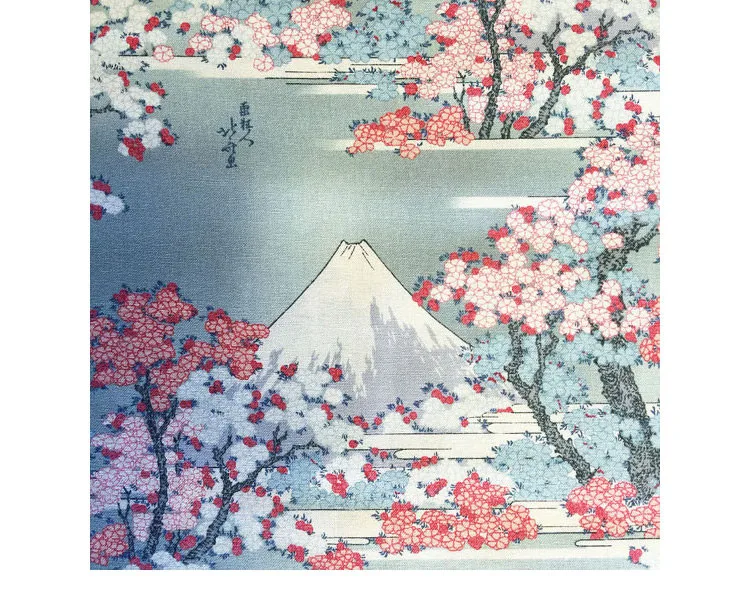 BZ4 100*140 см синяя желтая ткань Fuji Cherry Blossom японский Винтажный стиль хлопок ткань для платья стрейч Поплин Ткань
