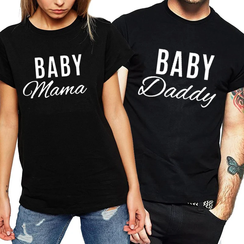 Летняя одежда для пар забавная Футболка с принтом Мама и папа влюбленных