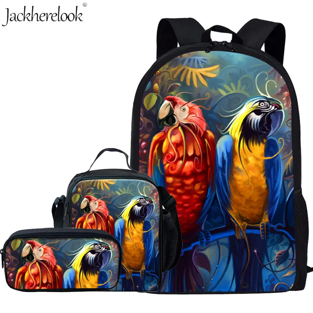 Jackherelook 3 шт./компл. животное птица попугай Детский рюкзак для девочек детский