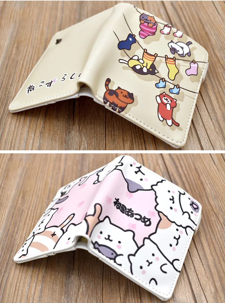 Аниме игра Neko Atsume из искусственной кожи студенческий кошелек кошка задний двор милые короткие портмоне держатель для карт кошельки