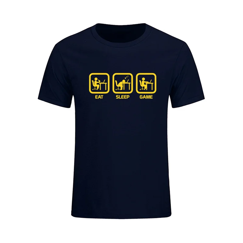 

New Fashion Eat Sleep Game Gamer Funny T-Shirt Men Humor Casual Printed College Mens Short Sleeve T Shirt Brand Clothing