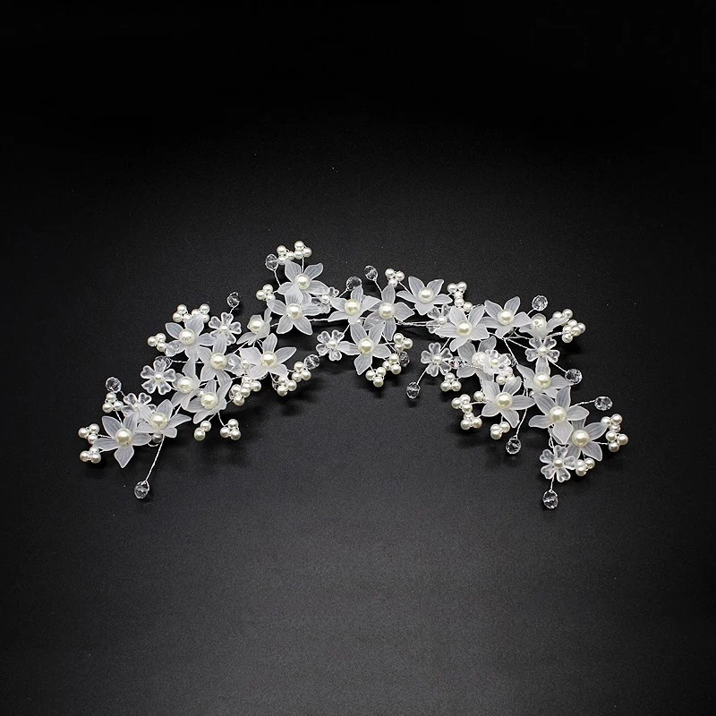 Ручная работа платье для подружки невесты с белыми бусинами украшения волос