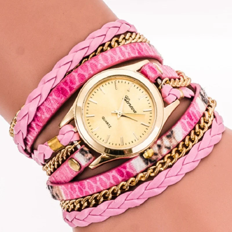 

Gnova Platinum NEW Strap Watch Women Wrap Leopard Wristwatch Woman Golden Stripes Watch Fashion Quartz Watch
